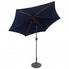 Tropishade  9-foot Navy Aluminum Bronze Lighted Market Umbrella   